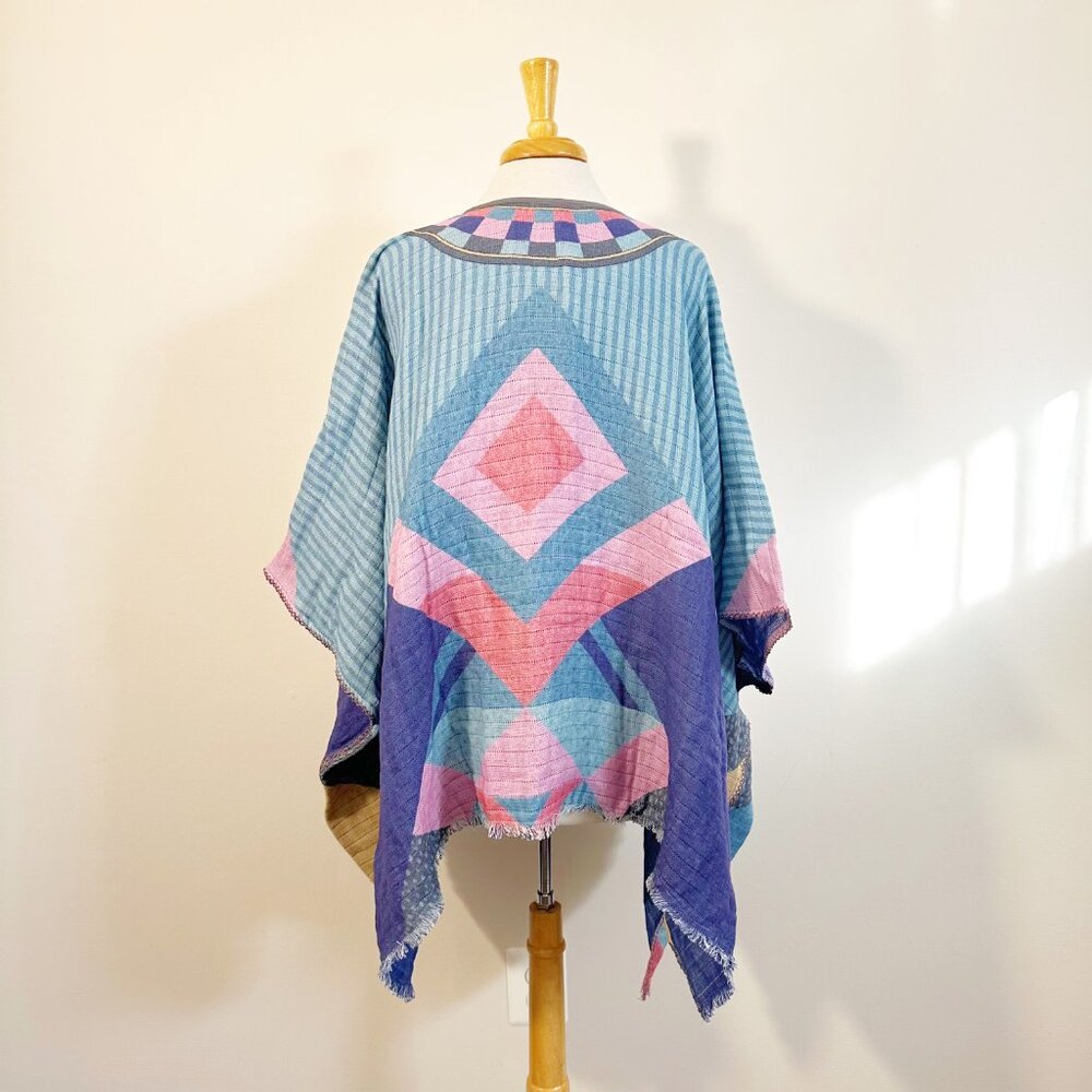 NEW Anthropologie Conditions Apply Geometric Native Boho Kimono Poncho Shawl